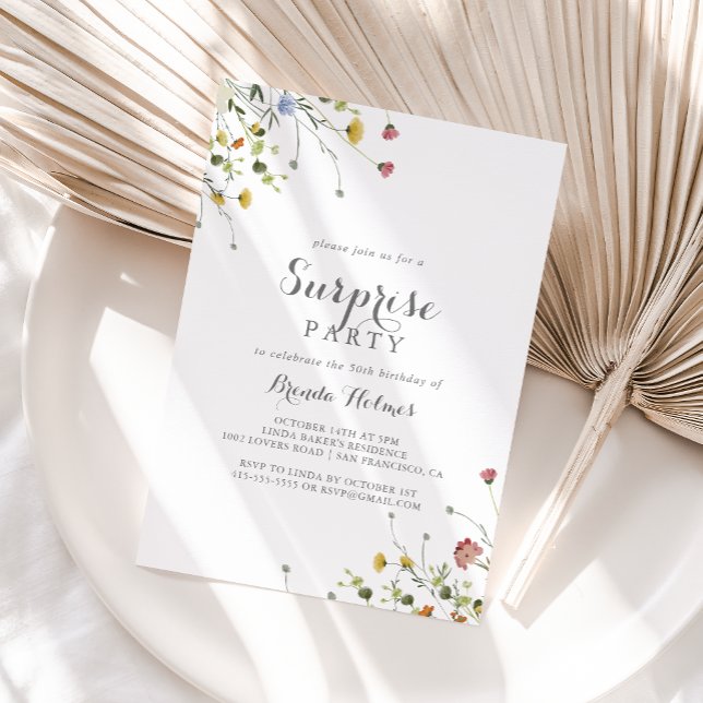 Convite Grupo Colorida de Surpresa das Flores Selvagens (Criador carregado)