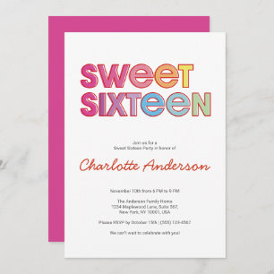 Convite Grupo Colorido Tipo Negrito Doce 16