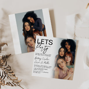 Convite Grupo de Fotos de Dois Lados Festa de Aniversário