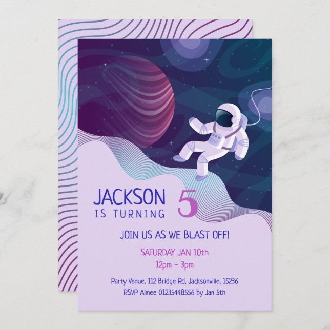 Convite Grupo de Tema de Exploradores de Espaço Externo (Frente/Verso)