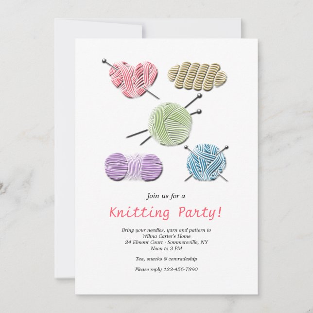 Convite Grupo de tricô de coleção de Yarn (Frente)