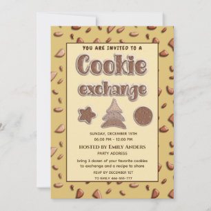 Convite Grupo de troca de cookies de tipografia retrô