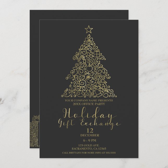 Convite Grupo de troca de presentes na árvore de férias de (Frente/Verso)