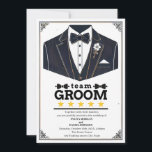 Convite Grupo do Grupo de Texto Elegante Branco e Preto Cl<br><div class="desc">Celebrar a ocasião especial com este Convite à na moda para padrinhos de casamento</div>