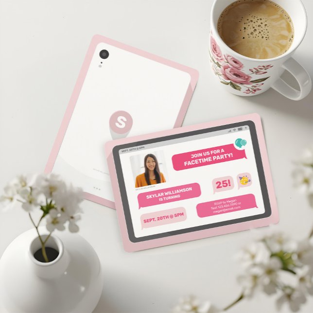 Convite Grupo Online Vídeo Chat Tablet Texto Grupo Grupo G (Online Group Video Chat Tablet Text Message Party Invitation)