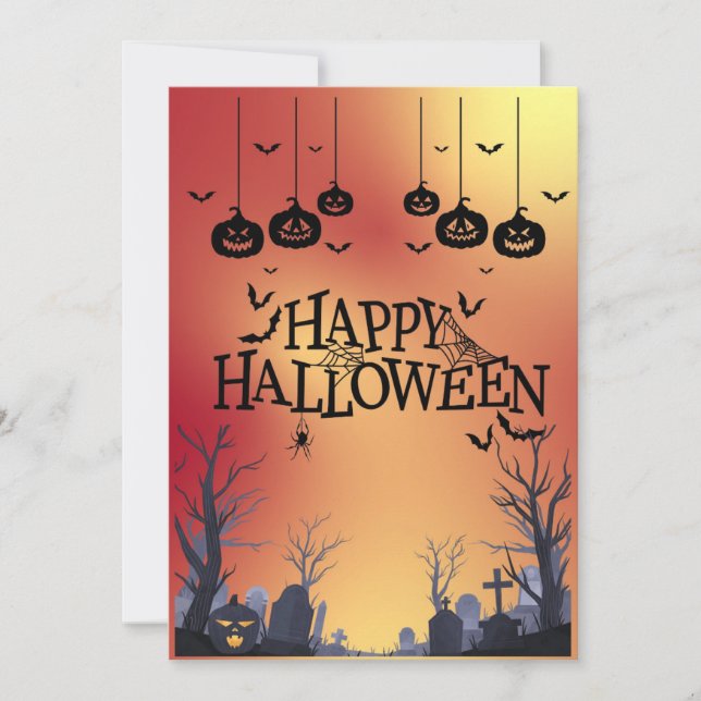 Convite Grußkarte Happy Halloween Orange (Frente)