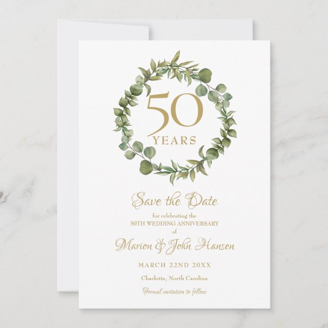 Convite Guarda a data do 50º aniversário de casamento com  (Frente)