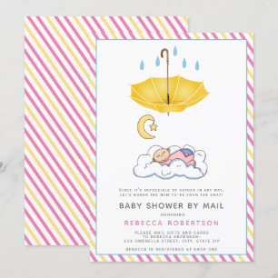 Convite Guarda-chuva amarela, chá por correio