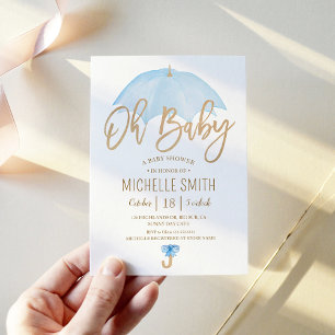 Convite Guarda-chuva Azul do Amor Sprinkle Baby Shower