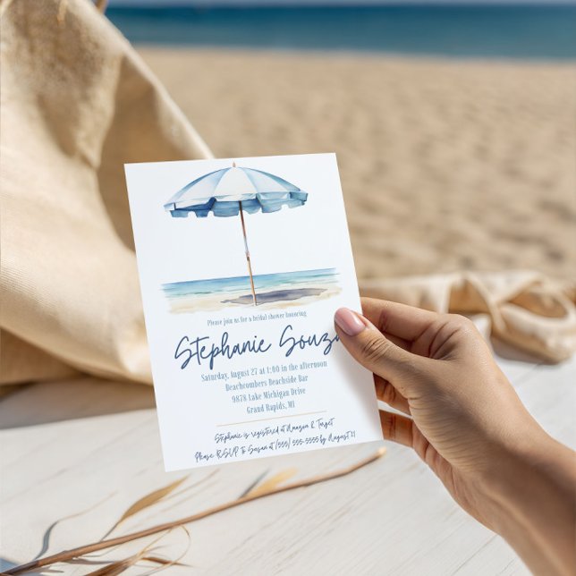 Convite Guarda-chuva, Chá de panela, azul e branco (Criador carregado)