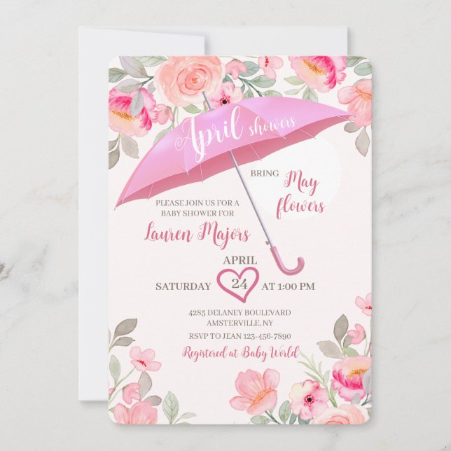 Convite Guarda-chuva de Chuva de Abril (Frente)