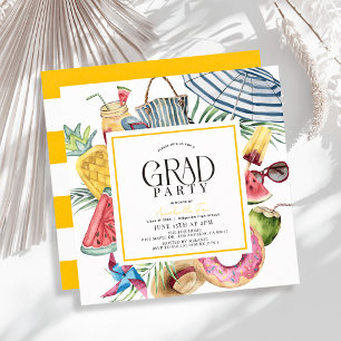 Convite Guarda-chuva de Verão Tropical Donut Amarelo Gradu