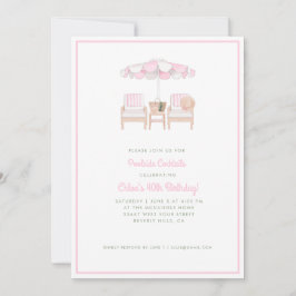 Convite Guarda-chuva e cadeiras de Piscina rosa e branca |