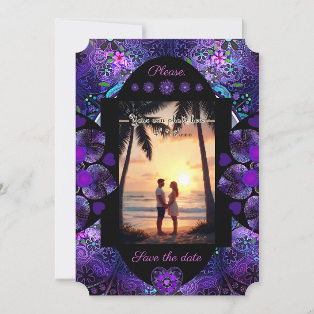 Convite Guarda-chuva e corações roxos .7 (Frente)