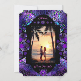 Convite Guarda-chuva e corações roxos .7