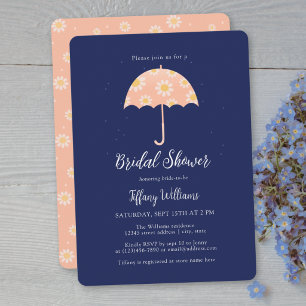 Convite Guarda-chuva Floral de Flores Silvestres Rosa Chá