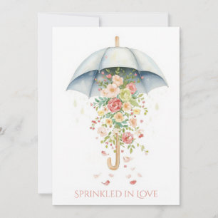 Convite Guarda-chuva Floral de Primavera Aquarela Chá de B