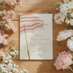 Convite Guarda-chuva Rosa e Dourado Menina Bebê Sprinkle