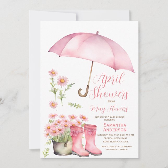 Convite Guarda-chuvas Chás trazem flores de maio (Frente)