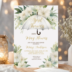 Convite Guarda-chuvas Chás trazem flores de maio