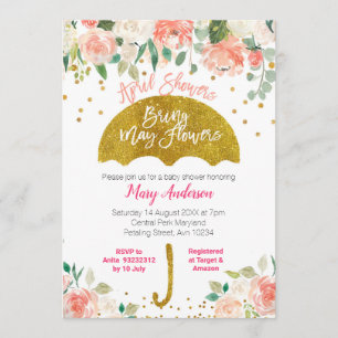 Convite Guarda-chuvas cor-de-rosa Os Chás de abril trazem 