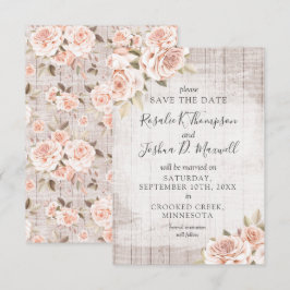 Convite Guardar A Data Da Madeira Rústica E A Placa De Ros