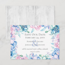 Convite Guardar A Data Da Placa De Madeira Floral E Rústic