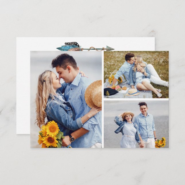 Convite Guardar A Foto Da Seta Do Pé Turquesa Russo De Dat (Frente/Verso)