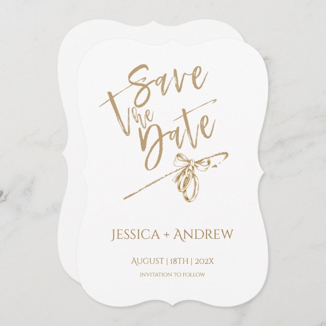 Convite Guardar a Modelo minimalista de data personalizada (Frente/Verso)