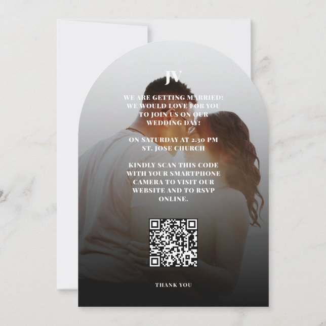 Convite Guarde a Data Mínima de White Floral de Casamento (Verso)