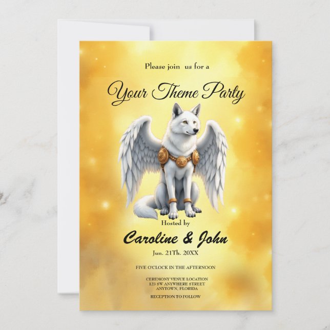 Convite Guardião da Aurora – O Lobo Alado Branco.  (Frente)