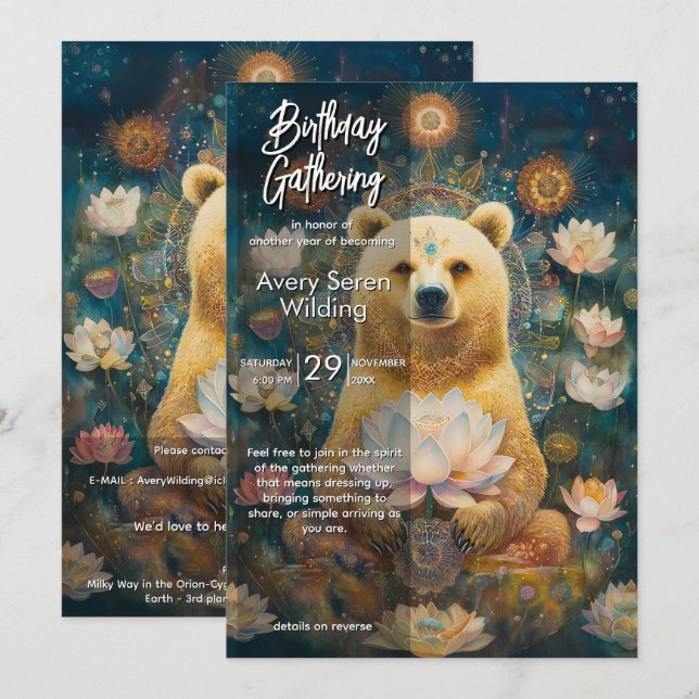 Convite Guardião Dourado | Design do Urso (Frente/Verso)