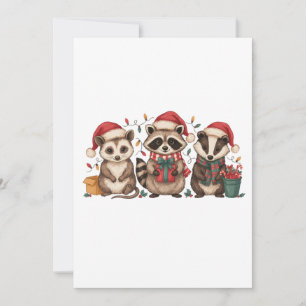 Convite Guaxinim Gambá Panda Chapéu de Papai Noel de Natal