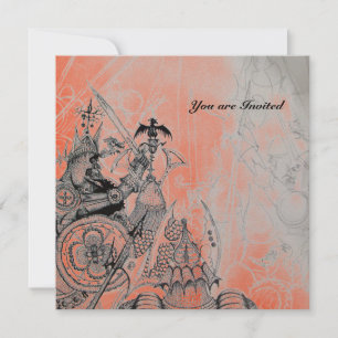 Convite GUERRAS GÁTICAS, preto, branco, metálico vermelh