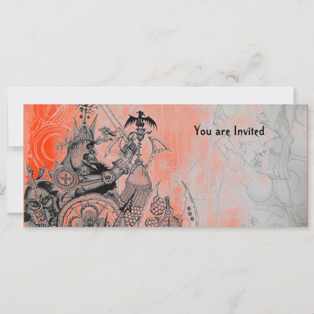 Convite GUERRAS GÓTICAS, preto, branco e vermelho (Frente)