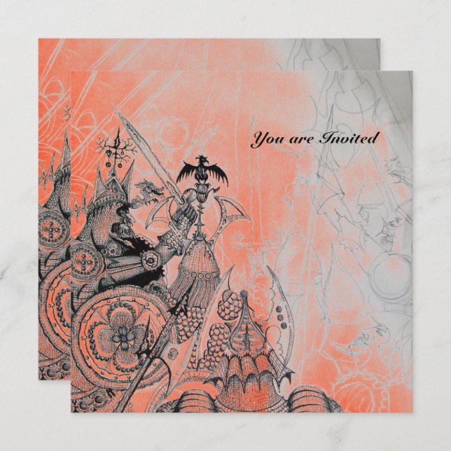 Convite GUERRAS GÓTICAS, preto e branco, papel prateado ve (Frente/Verso)