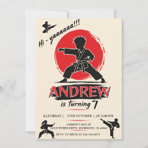 Convite Guerreiro de karatê personalizado de aniversário