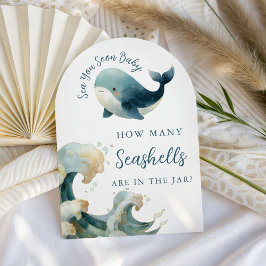 Convite Guess How Many Sea You Soon Baby Shower Game Card