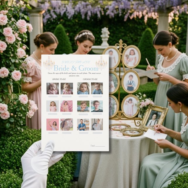 Convite Guess the Age Bridal Shower Fancy game card (Guess the Age Bridal Shower Fancy game card)