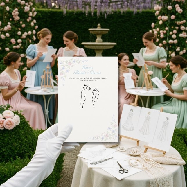 Convite Guess the Dress Bridal Shower Floral game card  (Guess the Dress Bridal Shower Floral game card)