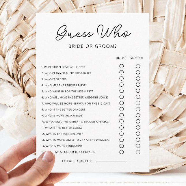 Convite Guess Who Bride or Groom Game Bridal Shower Game (Criador carregado)