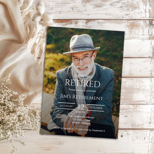 Convite Guess Who Retired Male Photo Invitation (Criador carregado)