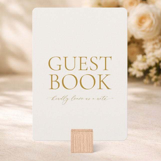 Convite Guest Book Sign – Elegant Gold Wedding Card (Criador carregado)