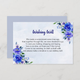 Convite Guia de Presente de Casamento Floral Real Blue Wat