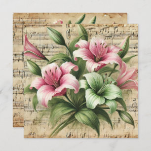 Convite Guia de seleção de lírios verdes e cor-de-rosa com