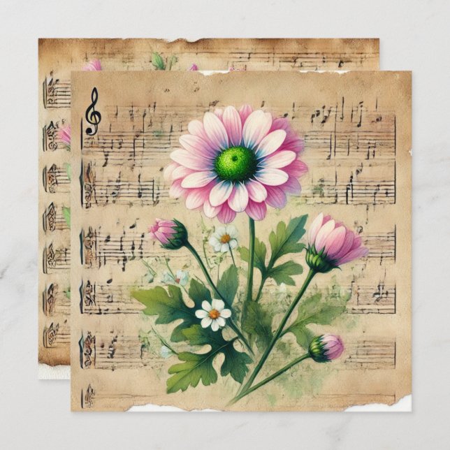 Convite Guia de tarefas rosa e verde para vinhetas impress (Frente/Verso)