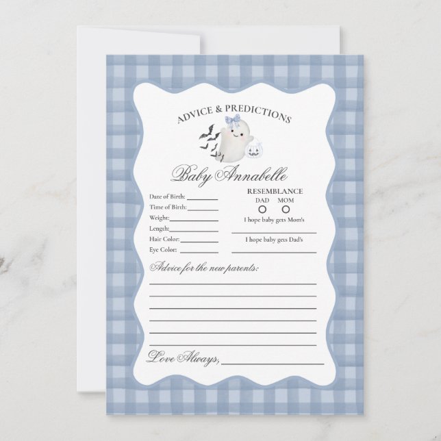 Convite Guia Fantasma do Pastel Azul Pequeno Boo para Cart (Frente)