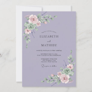 Convite Guirlanda de Casamento com Lavanda em Flor
