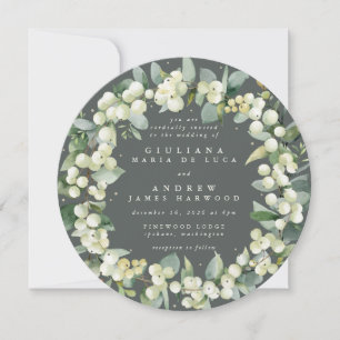 Convite Guirlanda de casamento Round Green Snowberry+Eucal