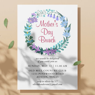 Convite Guirlanda de Flores para Brunch do Dia das Mães